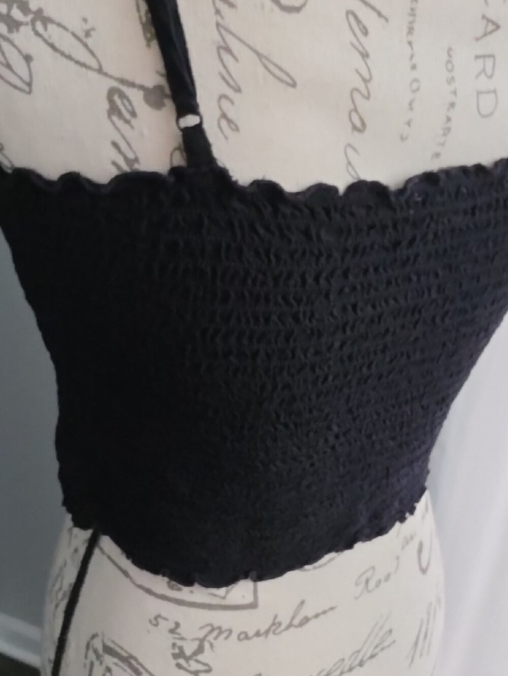 aerie Black Smocked Crop Cami - Picture 5 of 7